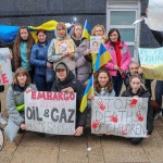 The Limerick community and Ukrainian people came together on Bedford Row, Limerick in a show of solidarity with Ukrainian President Zelensky as he addressed the Irish parliament. Picture: Richard Lynch/ilovelimerick