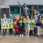 The Limerick community and Ukrainian people came together on Bedford Row, Limerick in a show of solidarity with Ukrainian President Zelensky as he addressed the Irish parliament. Picture: Richard Lynch/ilovelimerick