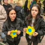 The Limerick community and Ukrainian people came together on Bedford Row, Limerick in a show of solidarity with Ukrainian President Zelensky as he addressed the Irish parliament. Picture: Richard Lynch/ilovelimerick