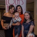 Pictured at Lola's Ball at the Greenhills Hotel in aid of ACT for Meningitis were Leah and Ruth Melling, Lola's Ball with Holly Nagle and baby Scott. Picture: Cian Reinhardt/ilovelimerick