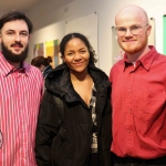 Dean Fitzgerald, Femi Akimrinde and Cathal Hagan at the launch of Limerick Printmakers' new exhibition at the Hunt Museum on their 20th Anniversary. Picture: Conor Owens/ilovelimerick.