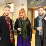 Gavin Slattery, Anne-Marie Flannery and Rory O'Mahoney at the launch of Limerick Printmakers' new exhibition at the Hunt Museum on their 20th Anniversary. Picture: Conor Owens/ilovelimerick.