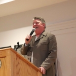 Pat Shortt, actor and comedian, speaking at the launch of Limerick Printmakers' new exhibition at the Hunt Museum on their 20th Anniversary. Picture: Conor Owens/ilovelimerick.