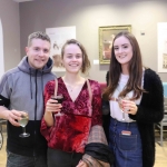 Jack Cummins, Niamh Holly and Fiona Brougan at the launch of Limerick Printmakers' new exhibition at the Hunt Museum on their 20th Anniversary. Picture: Conor Owens/ilovelimerick.