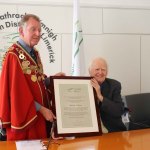 Mayoral Reception at the Council Chamber to Limerick Literary Icons Mae Leonard, Maureen Sparling and Malachy McCourt. Picture: Bruna Vaz Mattos/ ilovelimerick