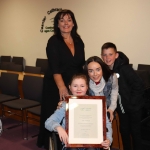 Sinead Downes, Lauren Downes, Katelyn Downes, Des Downes at the Mayoral Reception hosted by Municipal Mayor Daniel Butler in Council Chamber, Merchant Quay, Limerick for Cliona's Foundation for their work in supporting families of children who are critically or terminally ill. Picture: Conor Owens/ilovelimerick.