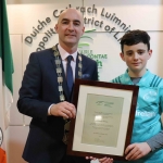 Daniel Butler, Mayor, and Fionn O'Hehir and Jimmy Crowe at the Mayoral Reception hosted by Municipal Mayor Daniel Butler in Council Chamber, Merchant Quay, Limerick for Cliona's Foundation for their work in supporting families of children who are critically or terminally ill. Picture: Conor Owens/ilovelimerick.