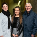 REPRO FREE
The MIC Awards Ceremony, held in the Lime Tree Theatre, saw almost 150 students, graduates and alumni from MIC being recognised for their academic and other notable achievements with almost €250,000 presented on the night in scholarships and bursaries.
Pictured is Entrance Scholarship recipient Adela Azzopardi, Kildimo, with her parents  Mairead and Juan Carlos Azzopardi.Pic Arthur Ellis.