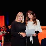 No Repro Fee
Pictured at the Mary Immaculate College Awards Ceremony was Vanessa Clarke, from Ennis, Co. Clare, who was one of 7 students to qualify as a primary teacher having embarked on the Teacher Education Access Programme (TEAP) five years ago, the first cohort in the country to do so.
The innovative TEAP course, delivered in partnership with Limerick and Clare Education and Training Board, commenced in 2013 as a pilot programme aiming to increase diversity within the teaching profession by providing a direct entry route for mature students.   
Pictured here with Mary Mitchell O’Connor TD, Minister of State at the Department of Education with special responsibility for Higher Education.
The MIC Awards Ceremony, held in the Lime Tree Theatre, saw almost 150 students, graduates and alumni from MIC being recognised for their academic and other notable achievements with over €250,000 presented on the night in scholarships and bursaries.
Pic. Brian Arthur