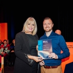 No Repro Fee
Pictured at the Mary Immaculate College Awards Ceremony was Liam O’Donoghue, from Bruree, Co. Limerick, who was one of 7 students to qualify as a primary teacher having embarked on the Teacher Education Access Programme (TEAP) five years ago, the first cohort in the country to do so.
The innovative TEAP course, delivered in partnership with Limerick and Clare Education and Training Board, commenced in 2013 as a pilot programme aiming to increase diversity within the teaching profession by providing a direct entry route for mature students.   
Pictured here with Mary Mitchell O’Connor TD, Minister of State at the Department of Education with special responsibility for Higher Education.
The MIC Awards Ceremony, held in the Lime Tree Theatre, saw almost 150 students, graduates and alumni from MIC being recognised for their academic and other notable achievements with over €250,000 presented on the night in scholarships and bursaries.
Pic. Brian Arthur