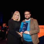 No Repro Fee
Pictured at the Mary Immaculate College Awards Ceremony was William Stone, from Nenagh, Co Tipperary, who was one of 7 students to qualify as a primary teacher having embarked on the Teacher Education Access Programme (TEAP) five years ago, the first cohort in the country to do so. The innovative TEAP course, delivered in partnership with Limerick and Clare Education and Training Board, commenced in 2013 as a pilot programme aiming to increase diversity within the teaching profession by providing a direct entry route for mature students.   
Pictured here with Mary Mitchell O’Connor TD, Minister of State at the Department of Education with special responsibility for Higher Education.
The MIC Awards Ceremony, held in the Lime Tree Theatre, saw almost 150 students, graduates and alumni from MIC being recognised for their academic and other notable achievements with over €250,000 presented on the night in scholarships and bursaries.
Pic. Brian Arthur