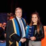 No Repro Fee
Pictured at the recent Mary Immaculate College Awards Ceremony was Adela Azzopardi from Kildimo, Co. Limerick, who received an Undergraduate Entrance Scholarship to the Bachelor of Arts programme at MIC. Pictured here with Professor Eugene Wall, President of Mary Immaculate College.
The scholarship, valued at €2,000, was awarded on the basis of CAO points obtained in the Leaving Certificate Examination.
The MIC Awards Ceremony, held in the Lime Tree Theatre, saw almost 150 students, graduates and alumni from MIC being recognised for their academic and other notable achievements with over €250,000 presented on the night in scholarships and bursaries.
Pic. Brian Arthur