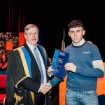 No Repro Fee
Pictured at the recent Mary Immaculate College Awards Ceremony was Jason Gillane from Patrickswell, Co. Limerick, who received an Undergraduate Entrance Scholarship to the Bachelor of Arts programme at MIC. Pictured here with Professor Eugene Wall, President of Mary Immaculate College.
The scholarship, valued at €2,000, was awarded on the basis of CAO points obtained in the Leaving Certificate Examination.
The MIC Awards Ceremony, held in the Lime Tree Theatre, saw almost 150 students, graduates and alumni from MIC being recognised for their academic and other notable achievements with over €250,000 presented on the night in scholarships and bursaries.

Pic. Brian Arthur
