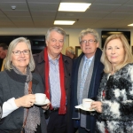 Mary O'Mally, Brendon O'Mally, Eddy Duffy and Rosie O'Duffy pictured at the Mayoral Reception for Michael McNamara, RTE DJ,  and Len Dineen, rugby commentator, for their contribution to Irish radio, in the Council Chambers. Picture: Conor Owens/ilovelimerick.