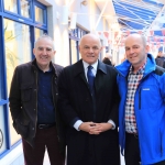 Derry Corbat, Michael McNamara and Daneil Corbat pictured at the Mayoral Reception for Michael McNamara, RTE DJ,  and Len Dineen, rugby commentator, for their contribution to Irish radio, in the Council Chambers. Picture: Conor Owens/ilovelimerick.