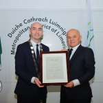 Michael Mcnamara, RTE DJ, and Cllr Daniel Butler, Mayor of the Metropolitan District of Limerick, pictured at the Mayoral Reception for Michael Mcnamara  and Len Dineen for their contribution to Irish radio, in the Council Chambers. Picture: Conor Owens/ilovelimerick.