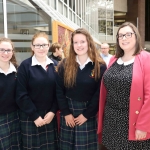 Students Rachel Freeney, 15, Sarah Kavanagh, 16, Zuzanna Gruszecka, 16, with teacher Stephanie Mullane from John the Baptist, Hospital at the Midwest Empowerment and Equality Conference 2019 in University Concert Hall, Limerick on May 1st. Picture: Zoe Conway