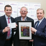 25/11/2017 Failte Ireland Mid West and South West Region Tidy Towns Awards Ceremony. County Winner, Winner. Co Limerick. L-R Niall O'Callaghan, Supervalu, George Stackpoole, Adare and Pat Breen TD Minister of State for Trade, Employment, Business, EU Digital Single Market and Data Protection.Pic Arthur Ellis.