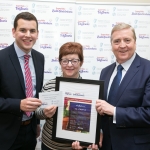 25/11/2017 Failte Ireland Mid West and South West Region Tidy Towns Awards Ceremony. County Winner, Highly Commended. Co Limerick. L-R Niall O'Callaghan, Supervalu, Ann McGrath, Ardpatrick and Pat Breen TD Minister of State for Trade, Employment, Business, EU Digital Single Market and Data Protection.Pic Arthur Ellis.