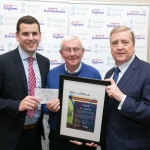 25/11/2017 Failte Ireland Mid West and South West Region Tidy Towns Awards Ceremony. County Winner, Commended. Co Limerick. L-R Niall O'Callaghan, Supervalu, Tim Ryan, Galbally and Pat Breen TD Minister of State for Trade, Employment, Business, EU Digital Single Market and Data Protection.Pic Arthur Ellis.