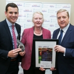 25/11/2017 Failte Ireland Mid West and South West Region Tidy Towns Awards Ceremony. Silver Medals. L-R Niall O'Callaghan, Supervalu, Eleanor Purcell, Adare Co Limerick and Pat Breen TD Minister of State for Trade, Employment, Business, EU Digital Single Market and Data Protection.Pic Arthur Ellis.