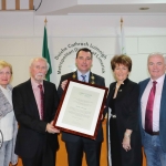 Cllr Marian Hurley, Paddy Brennan, Clllr James Collins, Mayor of Limerick City and Council, Geraldine Brennan and Cllr John Costello at the Mayoral Reception for Paddy Brennan's new book 'The History of Limerick Music from 1800 - 2018' in the Council Chambers. Picture: Conor Owens/ilovelimerick.