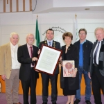 Tommy Brennan, Paddy Brennan, Cllr James Collins, Mayor of Limerick City and Council, Geraldine Brennan, John Daly and Dennis Alan at the Mayoral Reception for Paddy Brennan's new book 'The History of Limerick Music from 1800 - 2018' in the Council Chambers. Picture: Conor Owens/ilovelimerick.