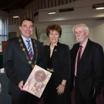 Cllr James Collins, Mayor of Limerick City and Council, Geraldine and Paddy Brennan at the Mayoral Reception for Paddy Brennan's new book 'The History of Limerick Music from 1800 - 2018' in the Council Chambers. Picture: Conor Owens/ilovelimerick.