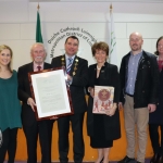 Carla Brennan, Paddy Brennan, Cllr James Collins, Mayor of Limerick City and Council, Geraldine Brennan, Ross Brennan and Jessica Brennan at the Mayoral Reception for Paddy Brennan's new book 'History of Limerick Music 1800 - 2018' in the Council Chambers. Picture: Conor Owens/ilovelimerick.