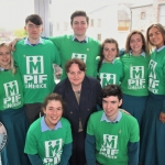 Teacher Miss Murphy (centre) and students of Castletroy College Secondary School at the Pay It Forward Kindness Flags Awards at King Johns Castle. Tuesday, May 15, 2018. Picture: Sophie Goodwin/ilovelimerick.