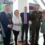 Jared Nadin, Mayor Steven Keary, Linda Hall Education Manager at King John's Castle, Nial O'Callaghan Managing Director of Shanon Heritage, Commandant Martin McGrath and Siobhan Everard at the Pay It Forward Limerick event at King Johns Castle on May 15 2018. Picture: Zoe Conway/ilovelimerick.