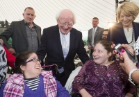 29.09.14         NO REPRO FEE
President of Ireland, Michael D Higgins, has become the first recipient of the honour of Freedom of Limerick following a ceremony in Limerick City this afternoon. Pictured are President Michael D Higgins, with his wife Sabina along with Michelle McSweeney, left, and Gillian Bolger after President Higgins received his Freedom of Limerick. Milk Market, Limerick. Picture credit: Diarmuid Greene / Fusionshooters