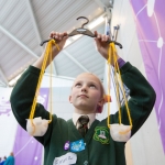 20/01/17 REPRO FREE Pictured at the 2017 RDS Primary Science Fair Limerick was Emma Heffernan from Gaelscoil Lios Tuathail, Listowel, County Kerry weighing out sugar amounts on soft drinks. This year the Limerick Fair doubled capacity to 120 schools, in only its second year. In total, across three venues: Dublin, Limerick and Belfast, a total of 7,500 primary school students will participate at the Fair. This is the first year of the RDS Primary Science Fair Belfast. Photo: Sean Curtin True Media.