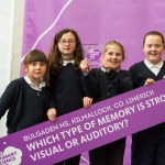 REPRO FREE 22/01/17 Pictured at the 2017 RDS Primary Science Fair Limerick was Tiana O Sullivan, Rachel Casey, Mary Kate Herbert and Sophie O Byrne from Bulgaden NS, Killmallock, Co. Limerick. This year the Limerick Fair doubled capacity to 120 schools, in only its second year. In total, across three venues: Dublin, Limerick and Belfast, a total of 7,500 primary school students will participate at the Fair. This is the first year of the RDS Primary Science Fair Belfast. Picture Oisin McHugh True Media.