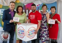 07/04/2015   
Richard Lynch (ILoveLimerick.com), Celia Holmen Lee, Duncan Casey (MunsterRugby), Olivia OSullivan (MC), Maria OGorman Skelly at the Yes Equality Limerick launch at the Limerick Strand Hotel. 
Picture: Oisin McHugh 
www.oisinmchughphoto.com