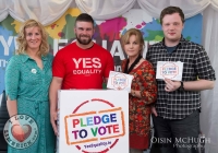 07/04/2015   
Fiona Ryan, Duncan Casey (Munster Rugby), Lucy Dineen and Drew Murphy at the Yes Equality Limerick launch at the Limerick Strand Hotel. 
Picture: Oisin McHugh     
www.oisinmchughphoto.com