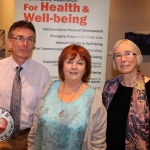 The Social and Health Education Project - SHEP Midwest celebrated ten continuous years of training in Limerick at the Absolute Hotel. Pictured are Liam McCarthy, SHEP Community Development, Anita O’Shea, SHEP Limerick Chairperson, Mary Mangan, SHEP Personal Development. Picture: Orla McLaughlin/ilovelimerick