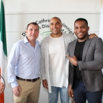 At the Simon Zebo Mayoral reception Cllr James Collins, Simon Zebo and David Idioh. Picture: Zoe Conway/ilovelimerick.