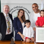 At the Simon Zebo Mayoral reception Mayor Sean Lynch, Elvira Fernandez, Simon Zebo and children Jacob Zebo and Sofia Zebo. Picture: Zoe Conway/ilovelimerick.