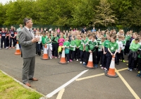 04/06/2015
St Brigid's NS were awarded their 5th Green Flag and Limerick manager TJ Ryan and Limerick hurler Kevin Downes were on hand to help the students raise the flag. Pictured is Limerick senior hurling manager TJ Ryan addressing the students before the raising of their fifth green flag.
St Brigid's NS, Singland, Limerick.
Picture credit: Diarmuid Greene