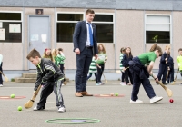 04/06/2015
St Brigid's NS were awarded their 5th Green Flag and Limerick manager TJ Ryan and Limerick hurler Kevin Downes were on hand to help the students raise the flag.
Pictured during a hurling training session is Darragh Whelan, 1st class, left and Sarah O'Sullivan, 1st class, watched closely by Limerick hurler Kevin Downes.
St Brigid's NS, Singland, Limerick.
Picture credit: Diarmuid Greene