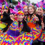 REPRO FREE 17/03/17 The Pineapples from Spotlight Stage school at the annual St Patrick’s Day parade in Limerick. Limerick celebrated in style and colour as around 4,000 participants marched down the city’s main street (O’Connell Street) for the annual St Patrick’s Day parade. The inclement weather failed to dampen the spirits of the estimated 50,000 people who cheered and encouraged the almost 100 different community and theatre groups, companies, sports clubs and bands who entertained the spectators along the route. Fourteen-year-old Limerick Person of the Year and cyberbullying campaigner Luke Culhane led out the parade, which this year had as its theme Our Stories – this is where we belong. Picture Sean Curtin True Media.