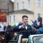 REPRO FREE 17/03/17 Fourteen-year-old Limerick Person of the Year and cyberbullying campaigner Luke Culhane at the annual St Patrick’s Day parade in Limerick. Limerick celebrated in style and colour as around 4,000 participants marched down the city’s main street (O’Connell Street) for the annual St Patrick’s Day parade. The inclement weather failed to dampen the spirits of the estimated 50,000 people who cheered and encouraged the almost 100 different community and theatre groups, companies, sports clubs and bands who entertained the spectators along the route. Fourteen-year-old Limerick Person of the Year and cyberbullying campaigner Luke Culhane led out the parade, which this year had as its theme Our Stories – this is where we belong. Picture Sean Curtin True Media.