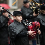 REPRO FREE 17/03/17 The CBS Pipe Band at the annual St Patrick’s Day parade in Limerick. Limerick celebrated in style and colour as around 4,000 participants marched down the city’s main street (O’Connell Street) for the annual St Patrick’s Day parade. The inclement weather failed to dampen the spirits of the estimated 50,000 people who cheered and encouraged the almost 100 different community and theatre groups, companies, sports clubs and bands who entertained the spectators along the route. Fourteen-year-old Limerick Person of the Year and cyberbullying campaigner Luke Culhane led out the parade, which this year had as its theme Our Stories – this is where we belong. Picture Sean Curtin True Media.