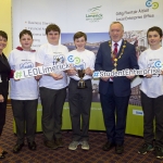 22/03/2018
Mary Killeen Fitzgerald, Senior Enterprise Development Officer with Limerick LEO and Councillor Stephen Keary, Mayor of Limerick City & County pictured with Joe Kelly, Ciaran Fitzgerald, Adam Flahive and Finlay Robertson from Castletroy College with their exhibit "App of Troy" at the Limerick Local Enterprise Office, Student Enterprise Programme Final Exhibition and Awards Presentation which took place at the Southcourt Hotel, Limerick.
Don Moloney / Press 22