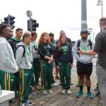 Pictured on the site visit of Limerick city for the Tag Rugby World Cup event coming to the University of Limerick in 2021 is the South African tag rugby team. Picture: Conor Owens/ilovelimerick.