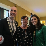 Tait House hosted a fundraiser for local group of bereaved parents, Lost Futures on September 6 at Mr.Tait's Cafe. Picutred: Cllr Daniel Butler, Mayor of the Metropolitan District of Limerick, with Mary Fitzpatrick,co-founder of the Lost Futures Group and Roisin Upton, Limerick hockey player. Picture: Baoyan Zhang/ilovelimerick