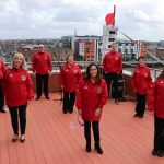 The Munster Rugby Supporters Choir pictured at A Tribute to Frontline Heroes organised by Una Heaton and broadcast live on Ilovelimerick's Facebook took place on the roof of the Limerick Strand Hotel to raise much needed donations for Pieta House. To donate go to https://www.justgiving.com/fundraising/thankyouforpietahouse. Picture: Richard Lynch/ilovelimerick