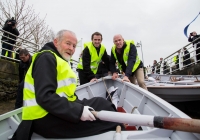 O3.04.15             NO REPRO FEE             
Paul O'Connell, AP McCoy and JP McManus kick-start the Team Limerick Clean-Up(TLC). Over 10,000 Volunteers hit the streets of Limerick City and County for the Country's biggest ever Clean-Up. 
AP McCoy and Paul O'Connell get ready to launch Br. Anthony Keane, Glenstall Abbey off on an Ilen boat to clean the river banks of the city. Picture: Alan Place/FusionShooters.