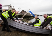 O3.04.15             NO REPRO FEE             
Paul O'Connell, AP McCoy and JP McManus kick-start the Team Limerick Clean-Up(TLC). Over 10,000 Volunteers hit the streets of Limerick City and County for the Country's biggest ever Clean-Up. 
AP McCoy, Paul O'Connell and Robert Smalle, Ilen Boat School get ready to launch Br. Anthony Keane, Glenstall Abbey off on an Ilen boat to clean the river banks of the city. Picture: Alan Place/FusionShooters.